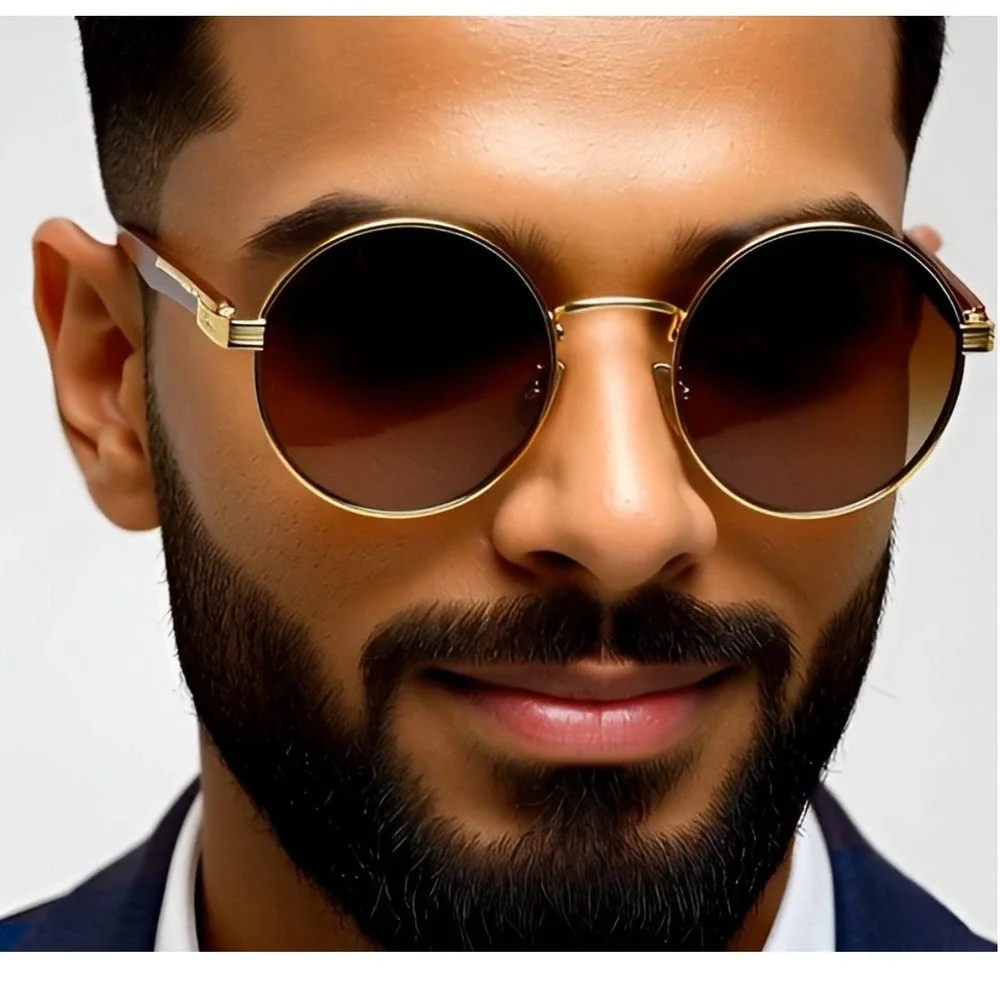 Men Glasses Gothic Round UV400 Protection Sunglasses Street Outdoor Gangster New